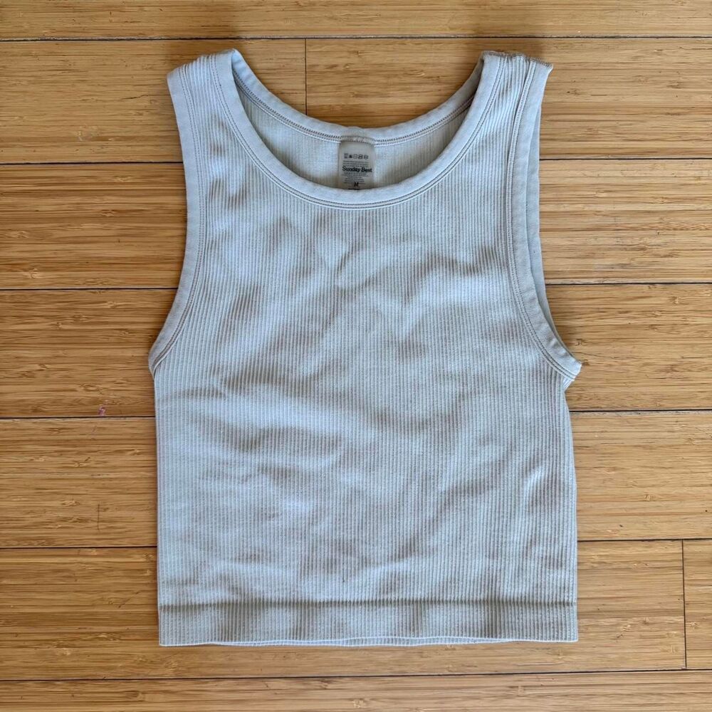 Sunday Best Aritzia SinchSeamless Ribbed Crop Tank Top M Yellow Cream